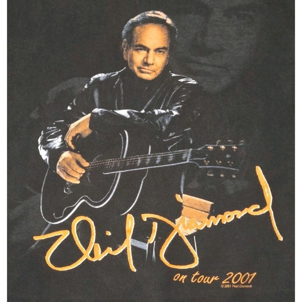 Vintage 2001 Neil Diamond Tour Shirt XXL Black Concert Tee Tour Dates Y2K 00s - Picture 2 of 6